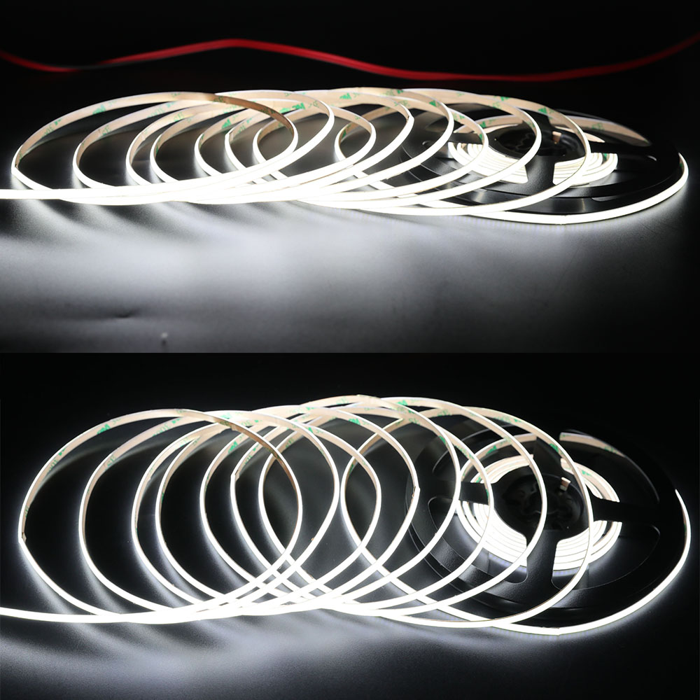 DC12/24V 4MM Super Narrow 480LEDs/M High Density Single Color 90 CRI LED Flexible COB Strip Light 16.4ft/5m per Roll DC12/24V 4MM Super Narrow 480LEDs/M High Density Single Color 90 CRI LED Flexible COB Strip Light 16.4ft/5m per Roll